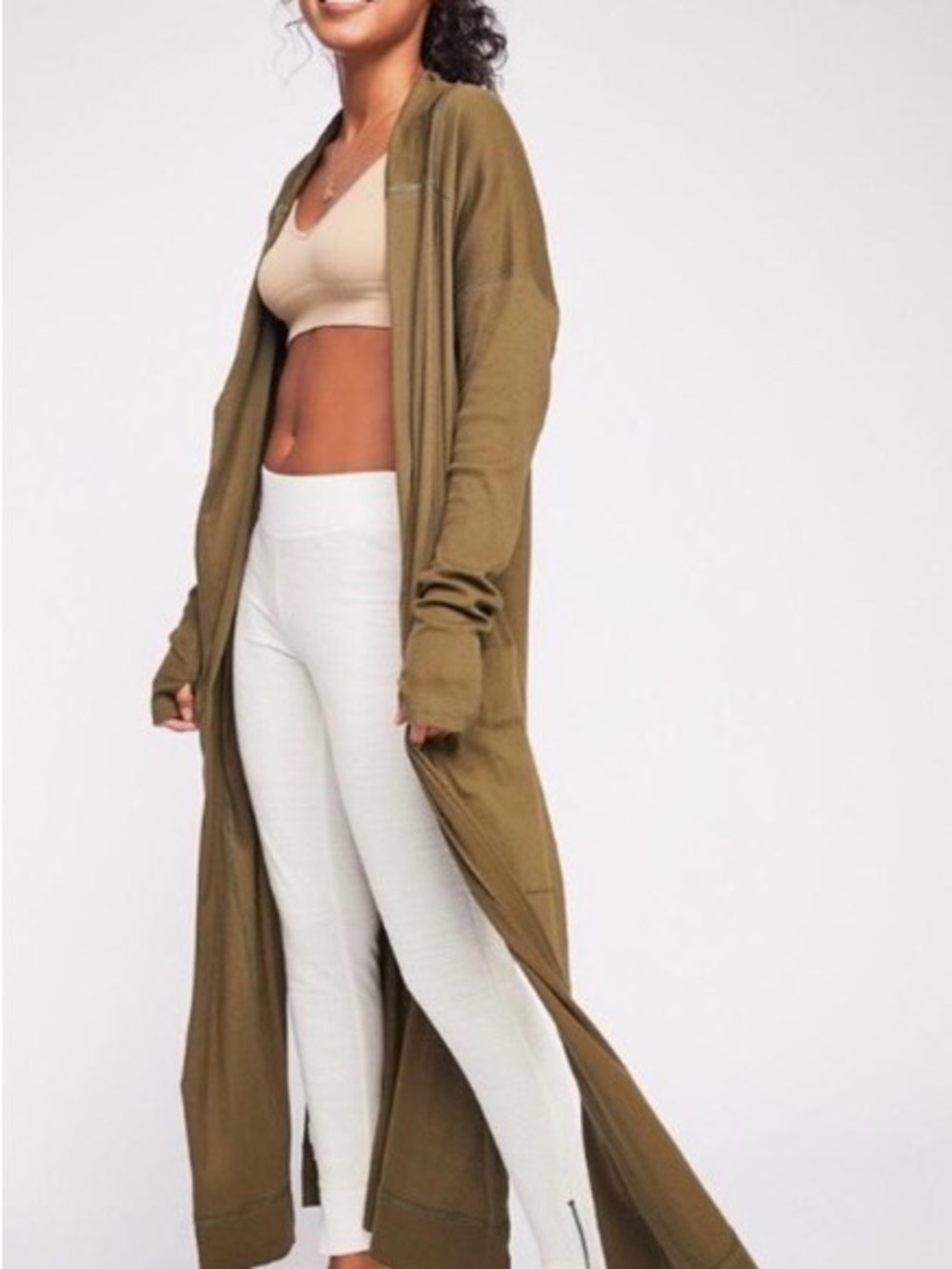 Free People Olive Green Hangout Cardigan | L